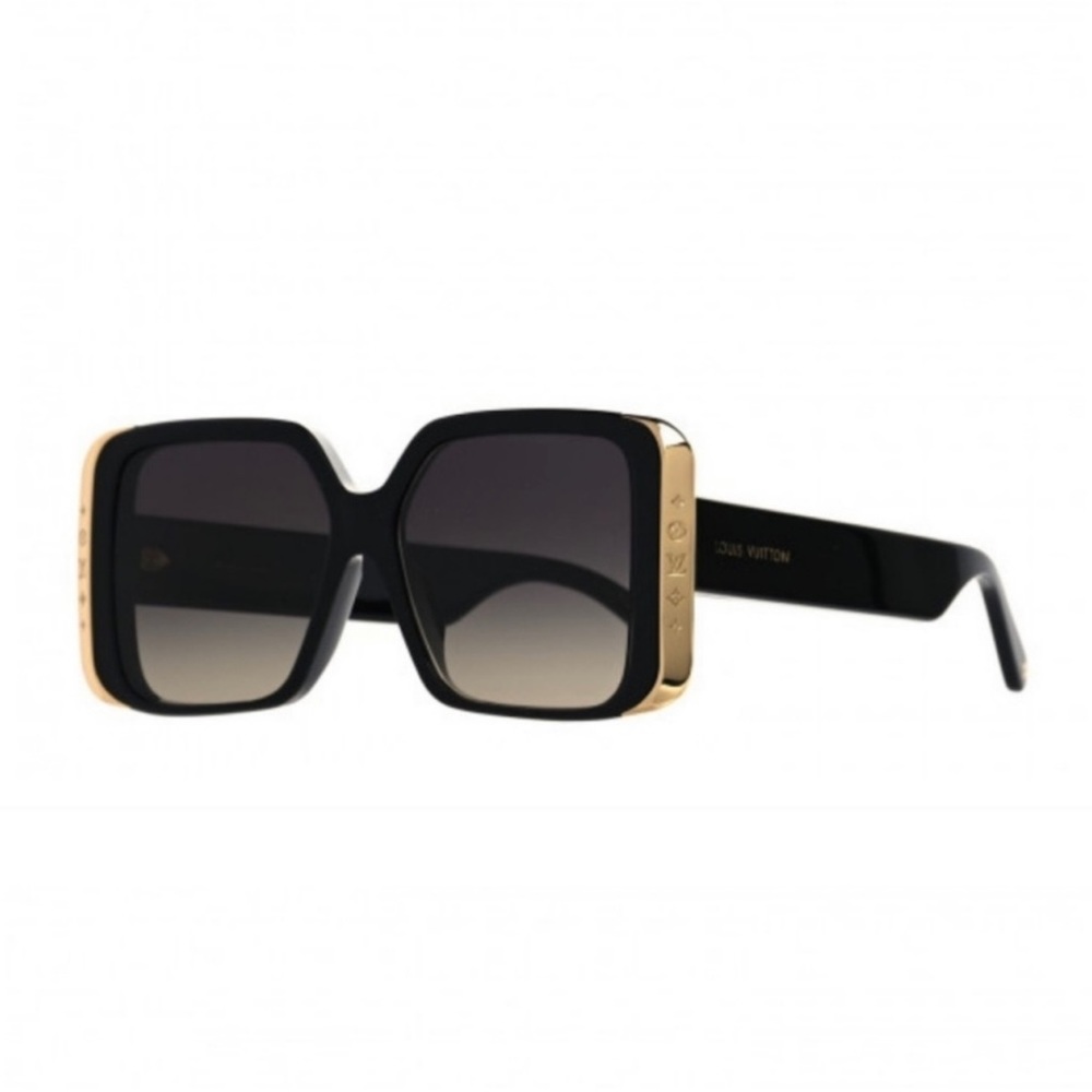 Louis Vuitton Black and Gold Square Gradient Sunglasses